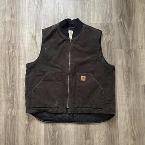 Vintage Y2K Carharrt Distressed Brown Workwear Vest